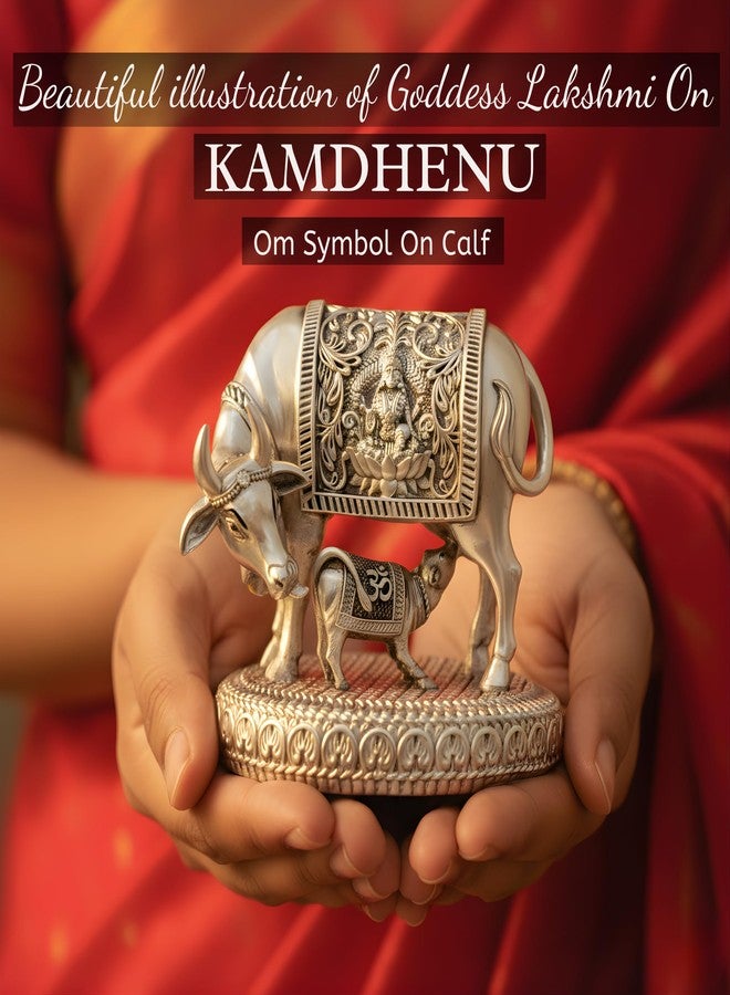 Dev Aastha 999 Pure Silver Plated Kamdhenu Cow Idol | 2.5 inch Vastu Home Decor for Pooja Room & Mandir | Symbol of Prosperity & Abundance | Ideal Religious & Spiritual Gift - Image 3